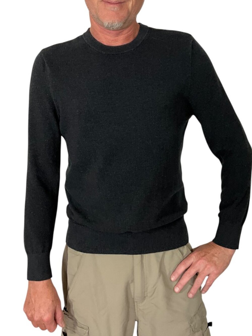 Quince 100% Organic Cotton Pique Crewneck Sweater M Heather Charcoal